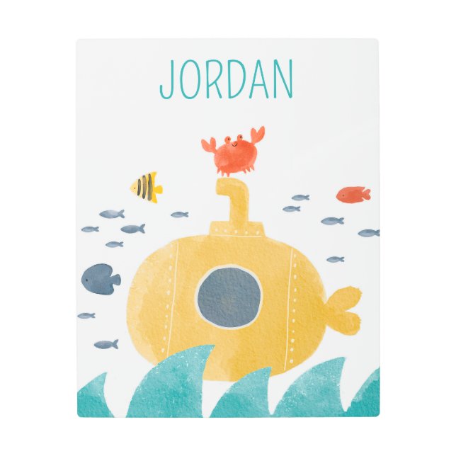 Cute Doodle Submarine | Explore Metal Print (Front)