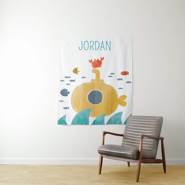 Cute Doodle Submarine | Explore Tapestry (In Situ)