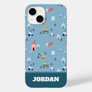 Cute Doodle Town Scene Pattern Case-Mate iPhone 14 Case