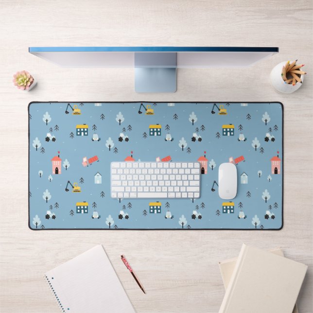 Cute Doodle Town Scene Pattern Desk Mat (Office 1)