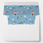 Cute Doodle Town Scene Pattern Envelope