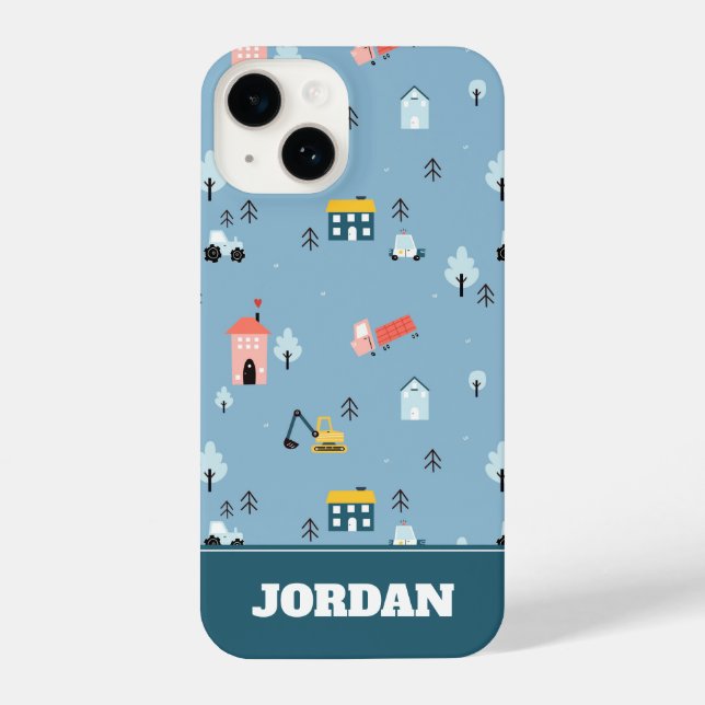 Cute Doodle Town Scene Pattern iPhone Case (Back)