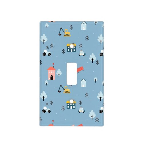 Cute Doodle Town Scene Pattern Light Switch Cover
