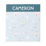 Cute Doodle Town Scene Pattern Notepad