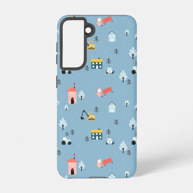 Cute Doodle Town Scene Pattern Samsung Galaxy Case (Back)
