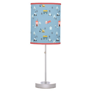 Cute Doodle Town Scene Pattern Table Lamp