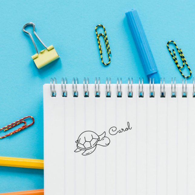 Cute Doodle Turtle Custom Personalize Name  Self-inking Stamp (Creator Uploaded)