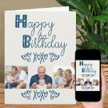 Cute Doodle Typography Blue Grey 3 Photo Birthday Card<br><div class="desc">Create your own frameworthy Birthday Card with 3 of your favorite photos. The design has cute whimsical typography hand lettered with love hearts and doodles. The photo template will display your pictures in square / instagram format in a simple photo strip collage. The message inside is fully editable and you...</div>