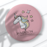 Cute Doodle Unicorn and Stars Birthday Button<br><div class="desc">Available here:
http://www.zazzle.com/selectpartysupplies</div>