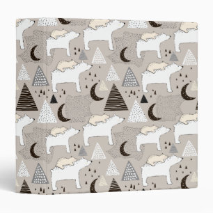 Cute Doodle Woodland Bear Pattern 3 Ring Binder