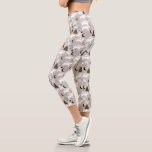 Cute Doodle Woodland Bear Pattern Capri Leggings