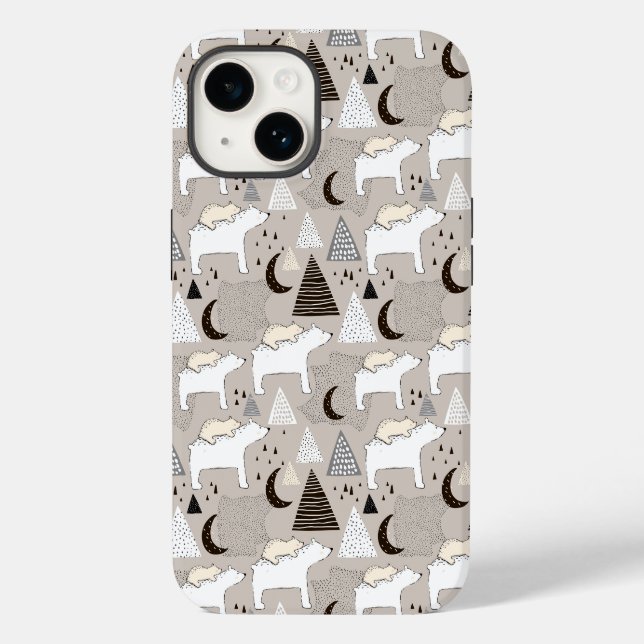 Cute Doodle Woodland Bear Pattern Case-Mate iPhone Case (Back)