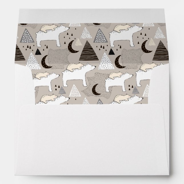 Cute Doodle Woodland Bear Pattern Envelope (Back (Bottom))