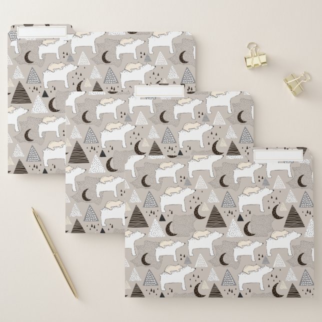 Cute Doodle Woodland Bear Pattern File Folder (Set)
