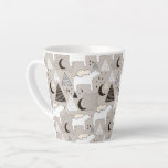 Cute Doodle Woodland Bear Pattern Latte Mug
