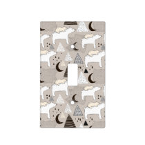 Cute Doodle Woodland Bear Pattern Light Switch Cover