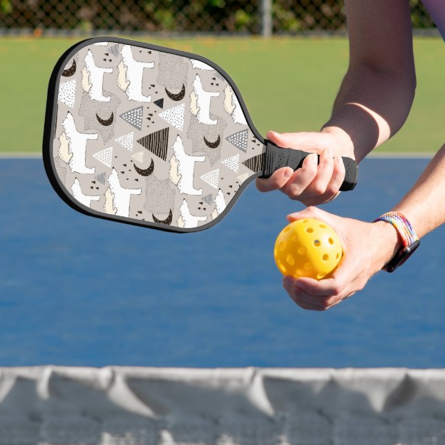 Cute Doodle Woodland Bear Pattern Pickleball Paddle (Insitu)