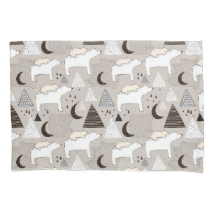 Cute Doodle Woodland Bear Pattern Pillow Case