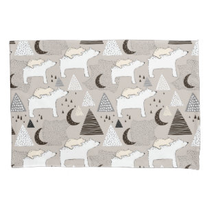 Cute Doodle Woodland Bear Pattern Pillow Case