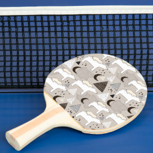 Cute Doodle Woodland Bear Pattern Ping Pong Paddle