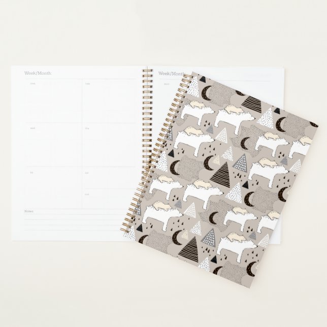 Cute Doodle Woodland Bear Pattern Planner (Display)