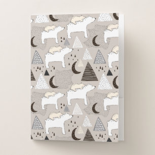 Cute Doodle Woodland Bear Pattern Pocket Folder