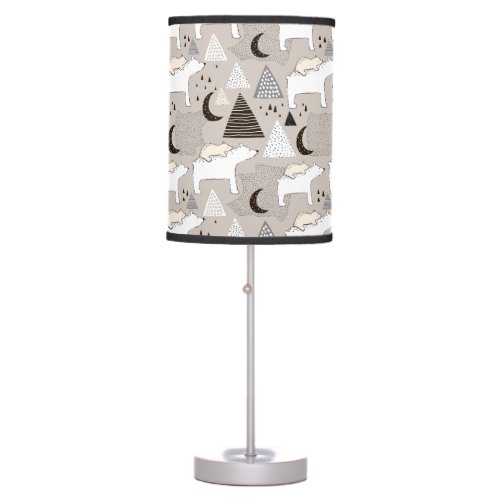 Cute Doodle Woodland Bear Pattern Table Lamp