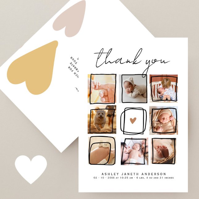 Cute Doodles Multi Photo Thank You Baby Shower  (Creator Uploaded)