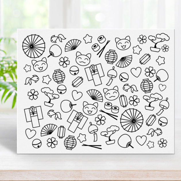 Cute　of　Poster　Doodles　Page　Japan　Coloring　Culture　Kawaii　Zazzle