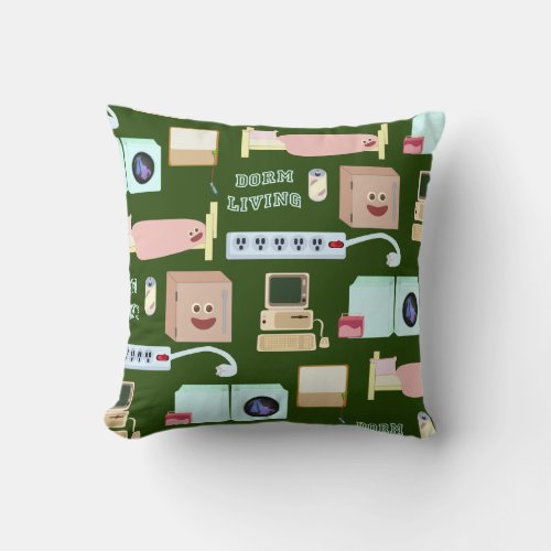 Cute Dorm Living Pattern Throw Pillow