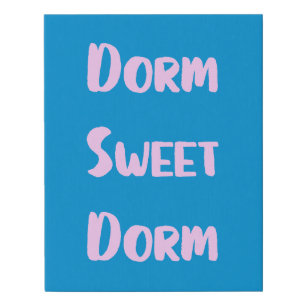 Cute Dorm Sweet Dorm in Blue and Pink Faux Canvas Print