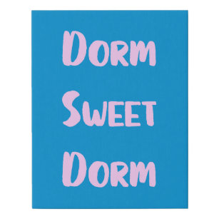 Cute Dorm Sweet Dorm in Blue and Pink Faux Canvas Print