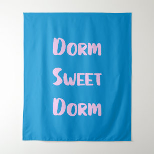 Cute Dorm Sweet Dorm in Blue and Pink Tapestry