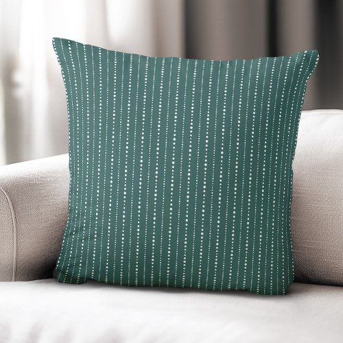 Cute dot stripes white pine green throw pillow