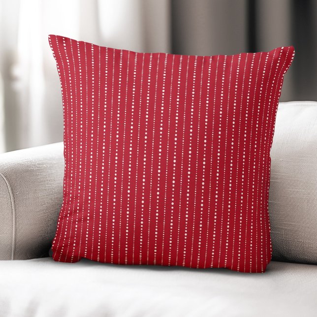 Cute dot stripes white red throw pillow (Cute dot stripes white red throw pillow)