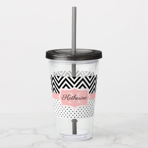 Cute Dots and Chevron Acrylic Tumbler