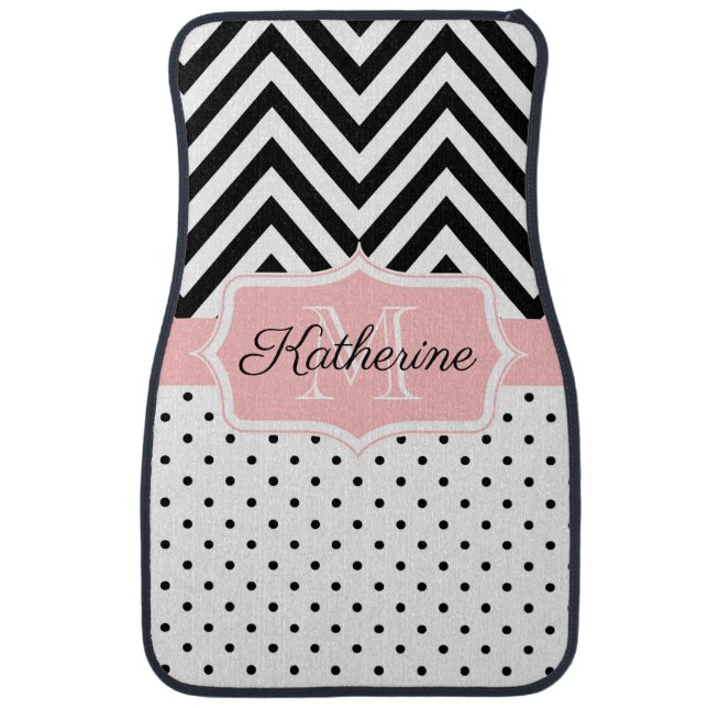 Cute Dots and Chevron Car Floor Mat (Front)