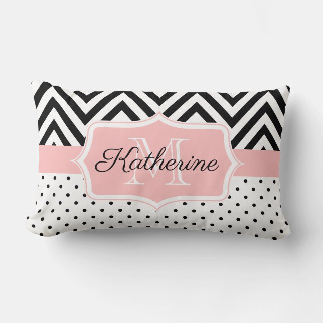 Cute Dots and Chevron Lumbar Pillow (Front)