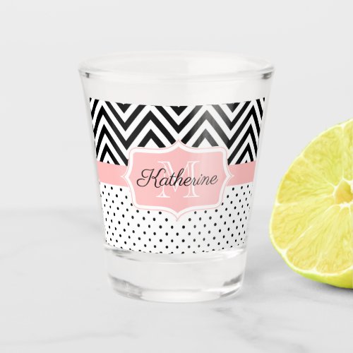 Cute Dots and Chevron Shot Glass