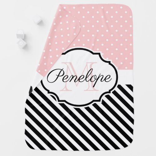 Cute Dots and Stripes Baby Blanket