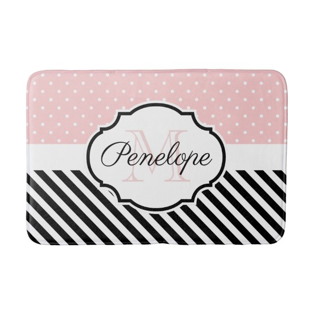 Cute Dots and Stripes Bath Mat (Front)