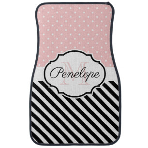 Cute Dots and Stripes Car Floor Mat