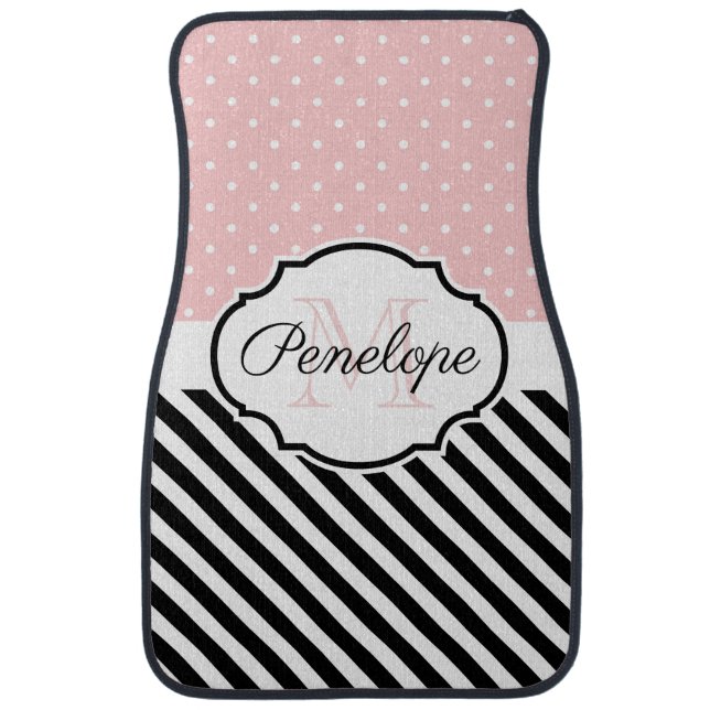Cute Dots and Stripes Car Floor Mat (Front)