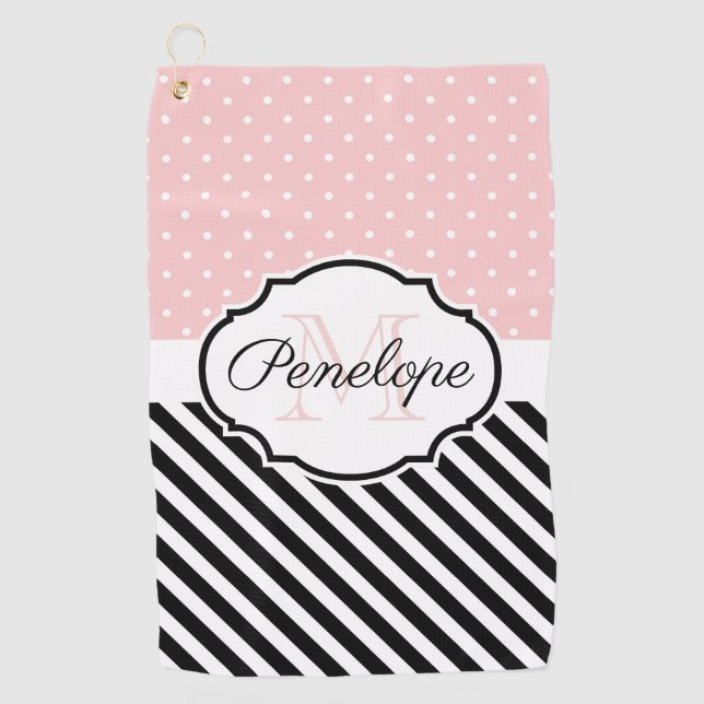 Cute Dots and Stripes Golf Towel (Front)