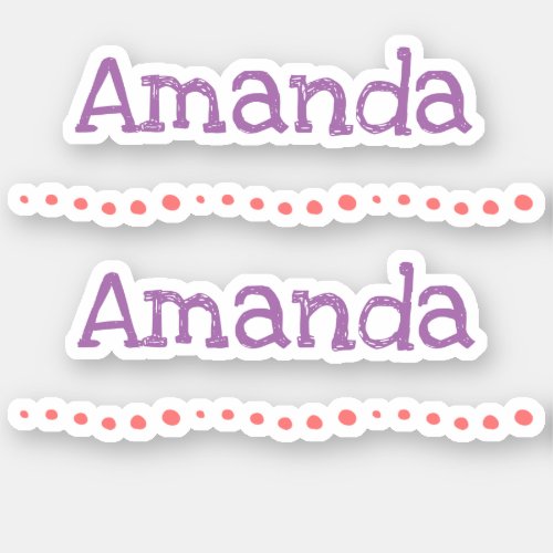 Cute Dots Dotted Line Decorative Custom Name Sticker