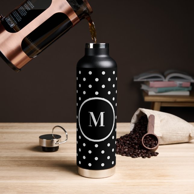 Cute dots personalized monogram thermal tumbler  water bottle (Coffee)