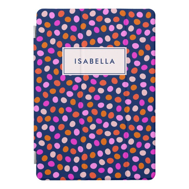 Cute Dots Spots Bright Blue Purple Personalized iPad Pro Cover (Front)