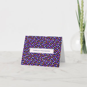 Cute Dots Spots Bright Blue Purple Personalized Note Card
