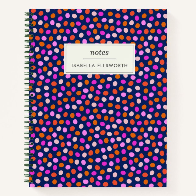 Cute Dots Spots Bright Blue Purple Personalized Notebook (Front)