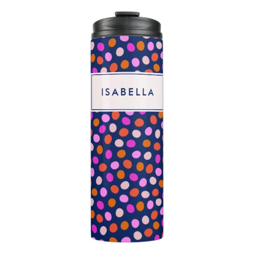 Cute Dots Spots Bright Blue Purple Personalized Thermal Tumbler